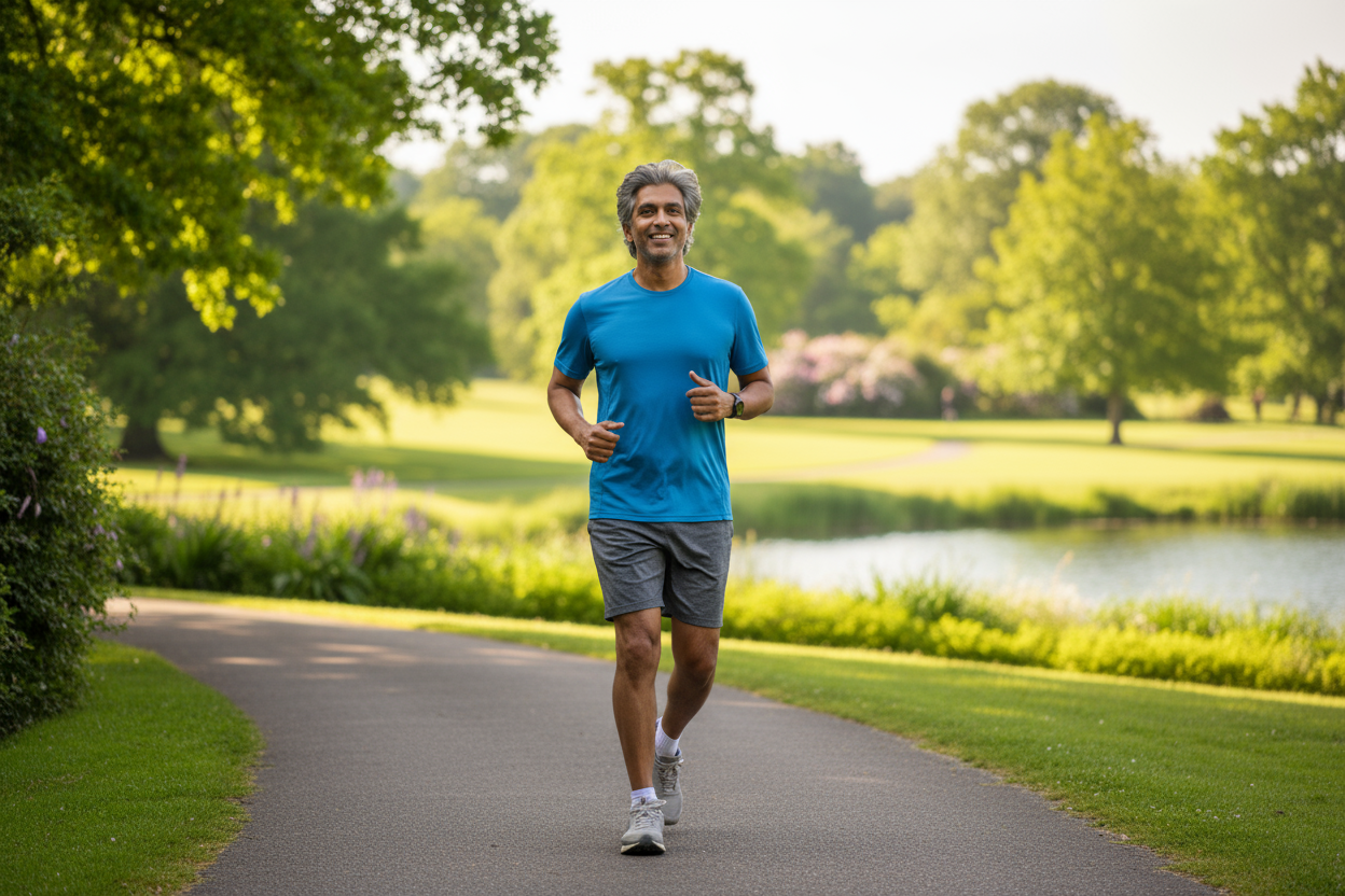 55 year old indian man staying active